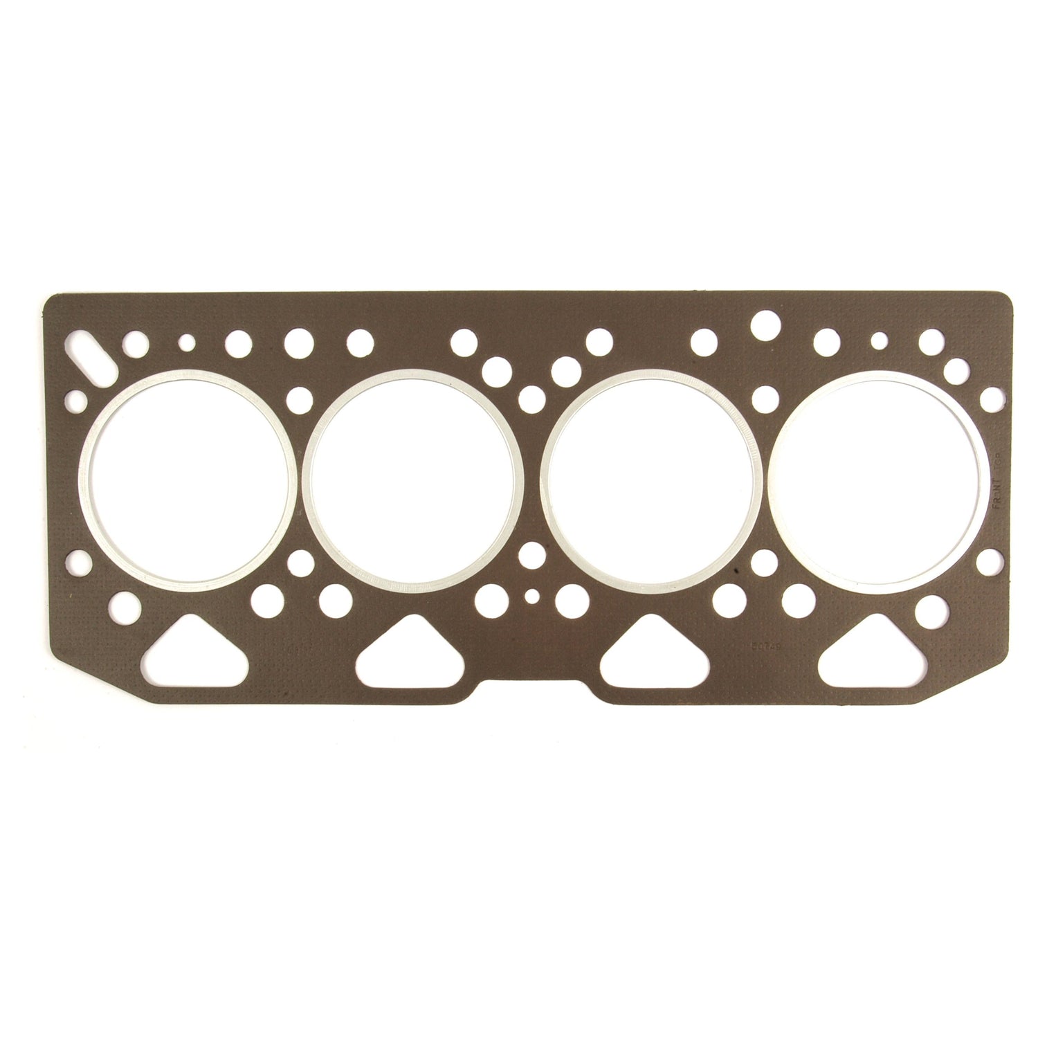 The Sparex Head Gasket - 4 Cyl. (4.40, T4.40, 4.40TW, C4.40) | Part No.S.42400 is a metal cylinder head gasket designed for Perkins engines, featuring four large circular openings and multiple smaller holes for optimal performance.