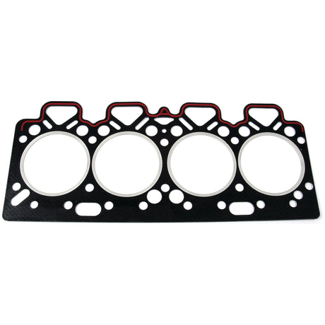 A black and silver Sparex head gasket (Sparex Part No. S.40624) for a Perkins 4-cylinder engine, featuring four large circular holes and multiple smaller ones, all asbestos-free.