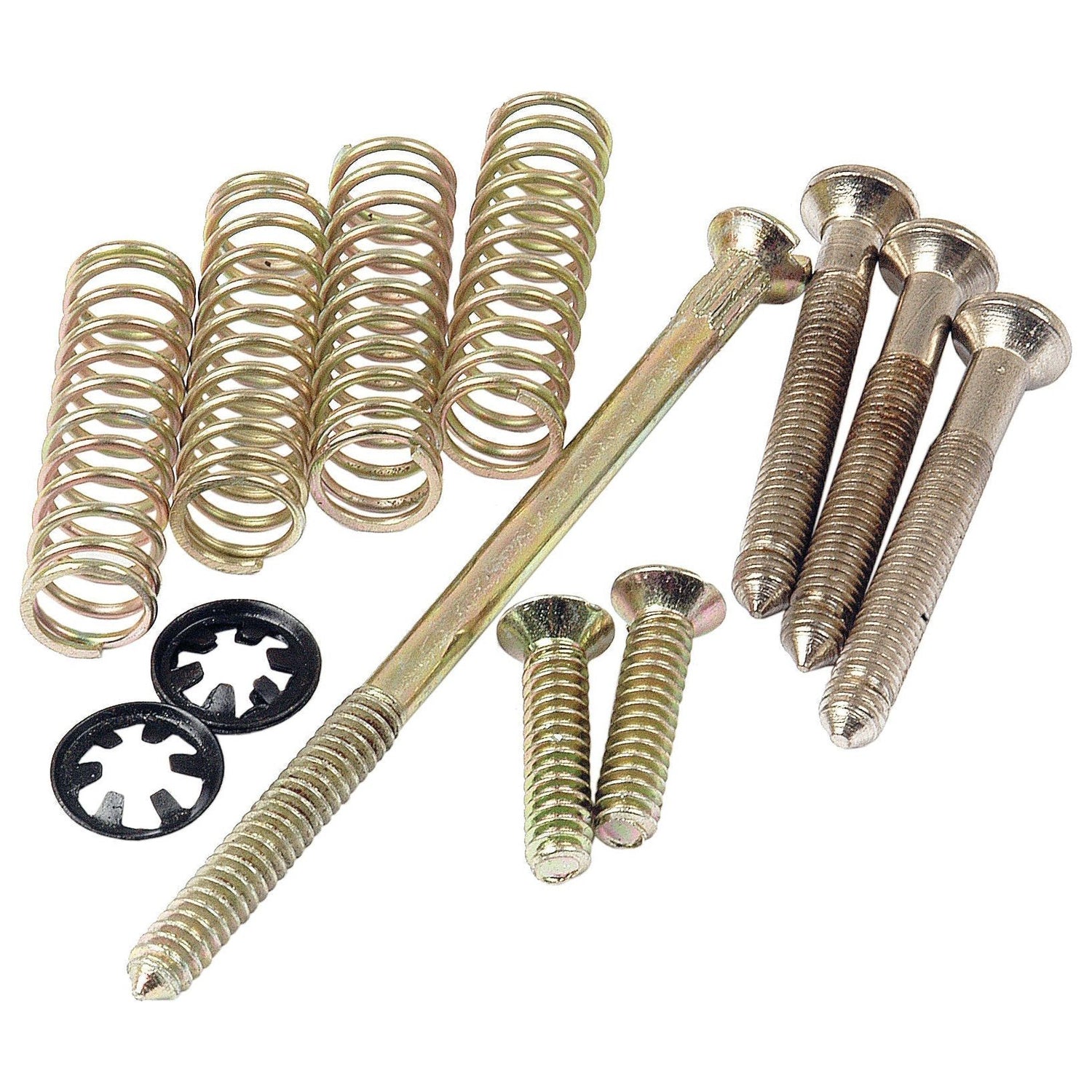 Assortment of metal springs, screws, and washers, ideal for use in your Massey Ferguson machinery or as part of the Sparex Head Light Cowl Fixing Kit (Sparex Part No. S.41107).