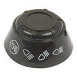 The Head Light Switch Knob, Sparex Part No.S.41334 by Sparex, is a black rotary dial with white symbols that likely resemble the knob switch on Massey Ferguson or Case IH / International Harvester devices, representing different settings or modes.