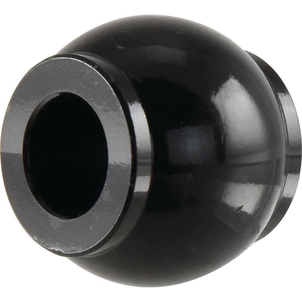 The Sparex Heavy Duty Top Link Ball (Cat. 3/2) - S.148196 is a black spherical object with a cylindrical hole through its center, featuring EPD Plating for enhanced durability.