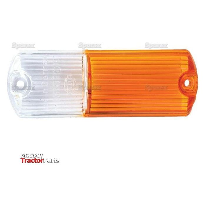 Rectangular tractor lens with a white and orange split design, featuring ridges on the surface. Labeled "S.31922" by Sparex, this Replacement Lens fits models S.31903 & S.31904 and is perfect for Massey Ferguson tractors.