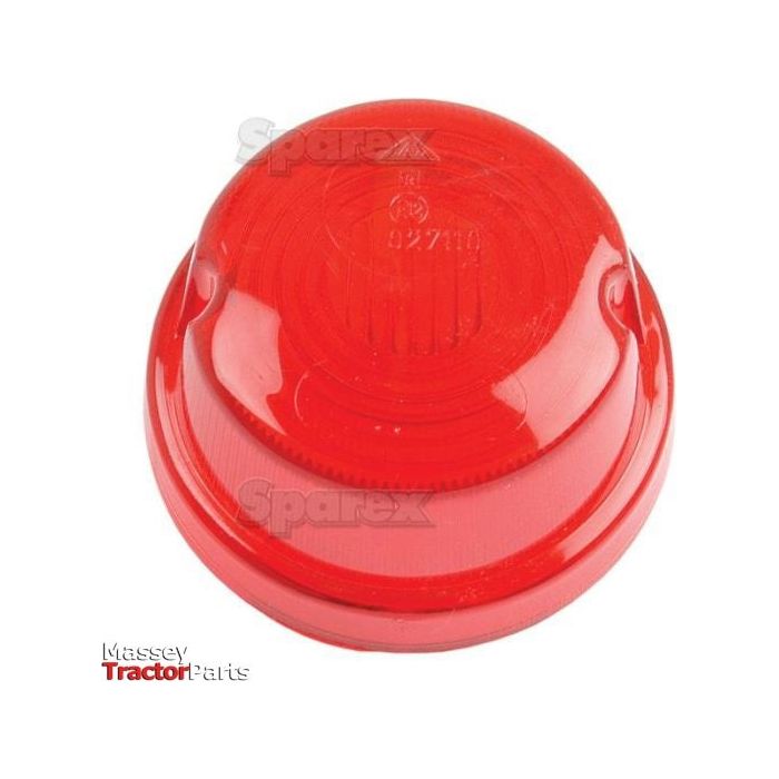 Red, round polycarbonate lens cover for a vehicle light, with "Sparex" and "Massey Tractor Parts" text overlaying the image. Perfect as a replacement lens for your rear light. The product name is Replacement Lens, Fits: S.56030 | Sparex Part No.S.56173 by Sparex.