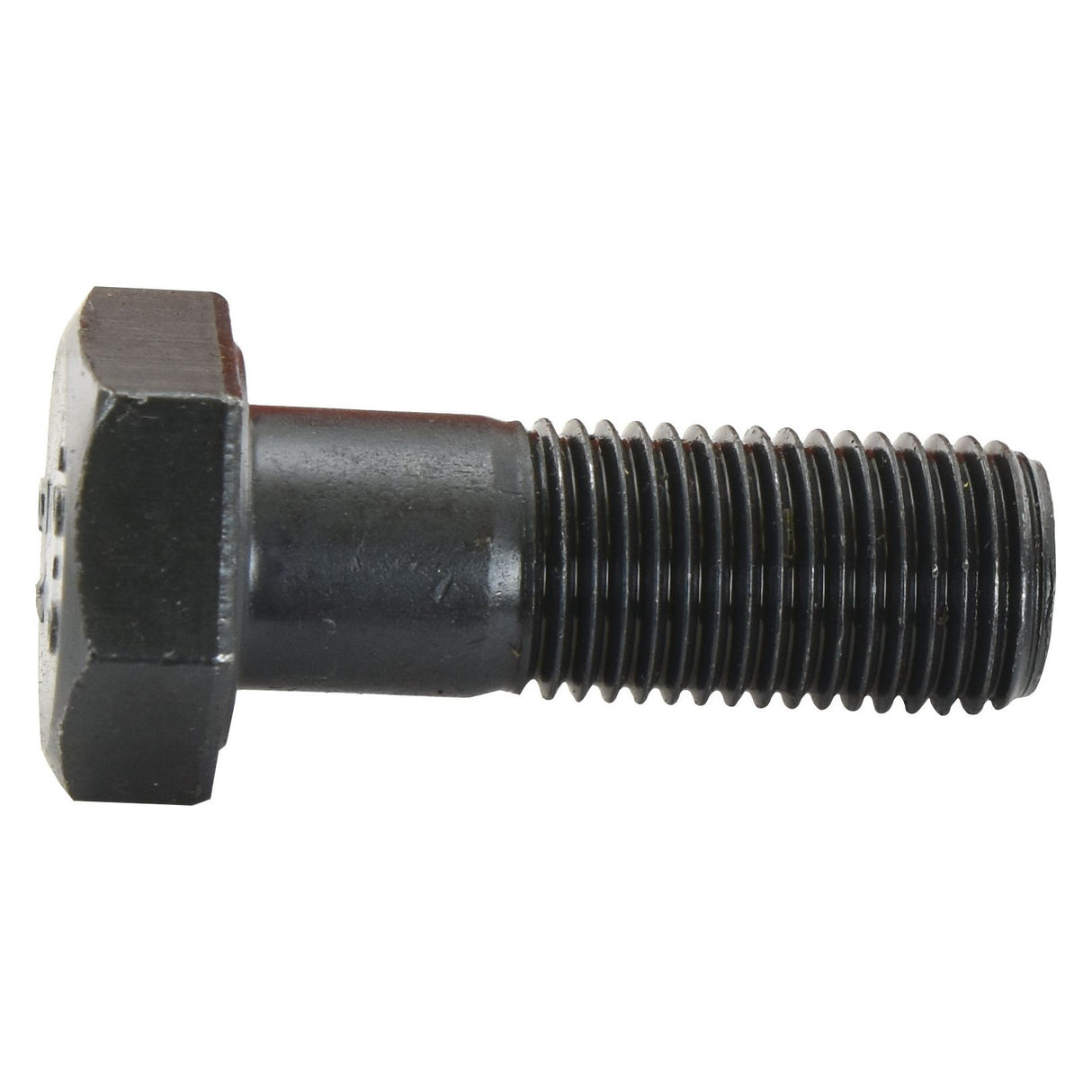A close-up of a Sparex Hexagonal Head Bolt (TH) - M16 x 50mm, with threading on its lower part, lying on its side against a plain white background. This high-quality bolt, with a tensile strength of 12.9, ensures durability and reliability for various heavy-duty applications.