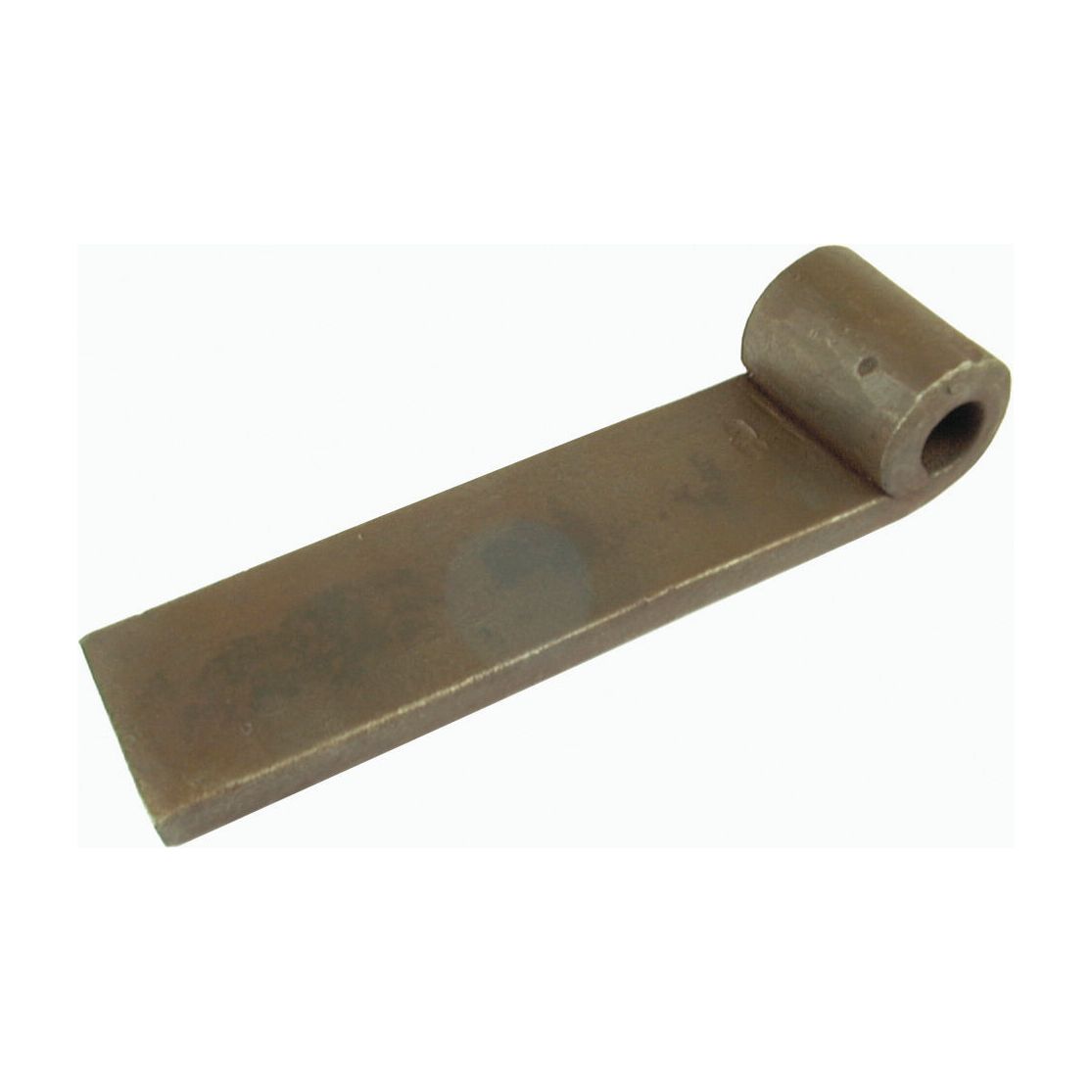 The Hinge - Female, Pin Ø: 13mm - S.55377 by Sparex is a metal lever with a flat, rectangular body and a cylindrical loop at one end, suitable for use with Steel Pin attachments.