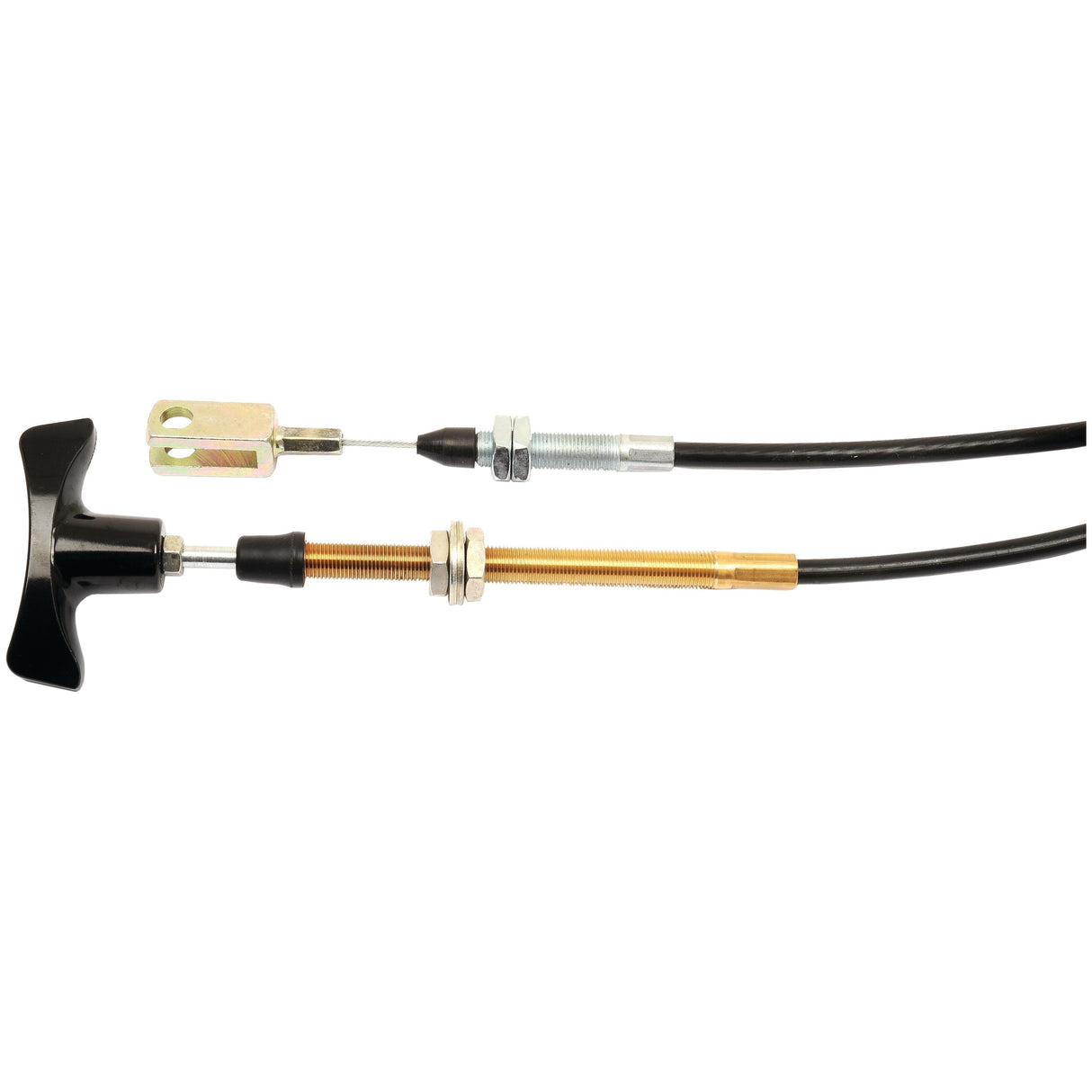 Sparex Hitch Cable (Sparex Part No. S.103284) showcases a black push-pull T-handle control cable with brass fittings, a threaded connector, and a Clevis End, all displayed on a white background. The cable measures 1832mm (72 1/8") in length with the inner cable extending to 1530mm (60 1/4").