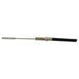 The Hitch Cable by Sparex (Part No. S.103250) is a flexible metal control cable with threaded ends, measuring 1594mm (62 3/4'') in adjustable cable length, and includes a protective housing for added durability. The overall product length is 1949mm (72 13/16'').