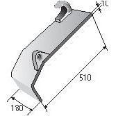 Illustration of a Sparex Hook On Plate Set, RH & LH (Pair) with dimensions labeled: 510 mm length, 180 mm width, showing a hook and a mounting hole. Sparex Part No. S.72466