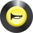 The Sparex Horn Switch (Part No. S.52837) features a yellow button with a black trumpet icon in the center, surrounded by a gray circular frame, and is designed for 12/24V systems.