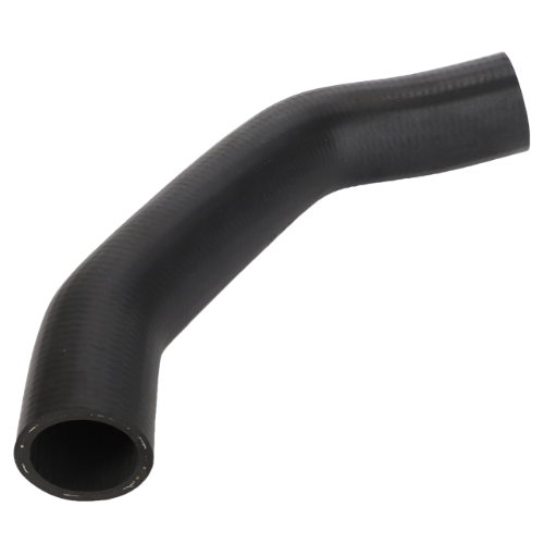 The AGCO Massey Ferguson - Hose - 3808773M2 is a black, angled rubber hose with a smooth surface and one open end wider than the other, ideal for Massey Ferguson 4200 Series tractors.