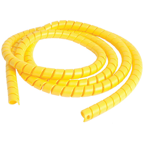 Introducing the Sparex Hose Guard Coil (S.22751), a coiled yellow spiral cable wrap made from durable plastic. Designed for organizing and protecting cables, it features an outer diameter of 25mm, a thickness of 2.5mm, and stretches up to 3m in length.