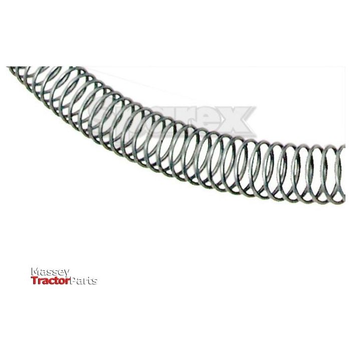 Close-up image of a coiled metal spring resembling a hose guard coil, displayed against a white background, with "Massey Tractor Parts" text in the lower-left corner. The product featured is the Hose Guard Coil (Steel) - Wrapping Ø16mm x 10m from Sparex, Part No.S.21072.