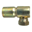 The Sparex Hose Insert 1/4'' x - S.2170604 is a metallic hydraulic hose fitting with a 90-degree bend, featuring a male threaded end and a female threaded swivel nut. It is perfectly suited for hoses with a Nominal I.D., ensuring reliable performance when used with Sparex parts.