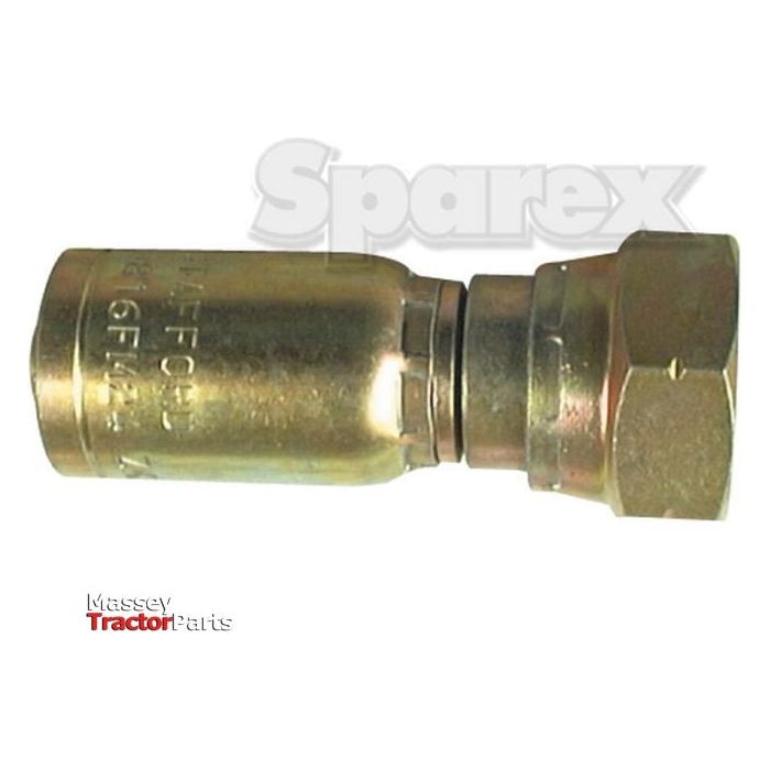 Close-up of a Sparex Hose Insert 3/8" x Female - S.2322006 against a white background, with "Massey Tractor Parts" and "Sparex" logos visible in the background.