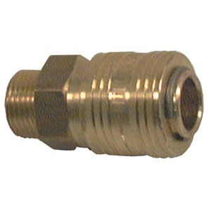 The Sparex Hose Coupling 1/4'' (Part No. S.31808) is a brass pneumatic coupling fitting with threaded and push-to-connect ends.
