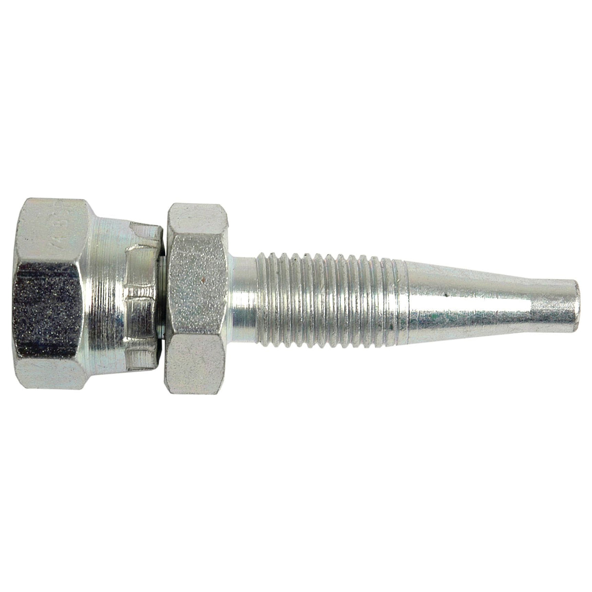 A re-usable hydraulic coupling insert featuring a 1/4'' BSP female threaded end with a hexagonal nut, available as the Sparex Hydraulic 2-Piece Re-usable Coupling insert 1/4'' x 1/4''BSP female 90 swept (Part No. S.4750).