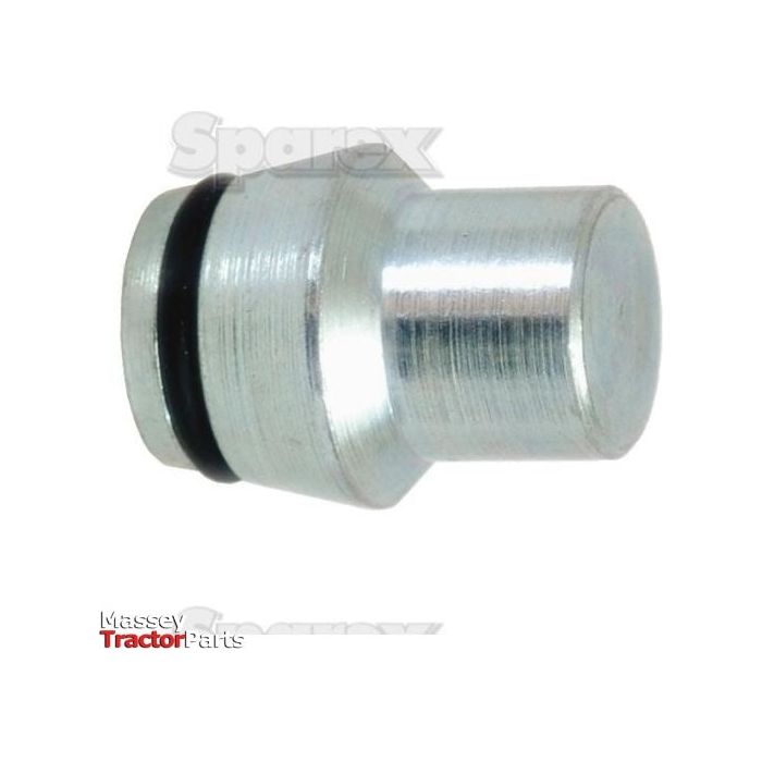A Sparex Hydraulic Blanking Plug C/w O-Ring-8l (Part No. S.34767) for Massey Tractor, featuring a metallic cylindrical design with a rubber O-ring at one end.