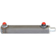 Image of a Sparex Hydraulic Double Acting Cylinder Without Ends, featuring two red caps on top and a cylindrical rod extending from one end, with dimensions of 25 x 40 x 200mm and a 40mm bore (Sparex Part No. S.59202).