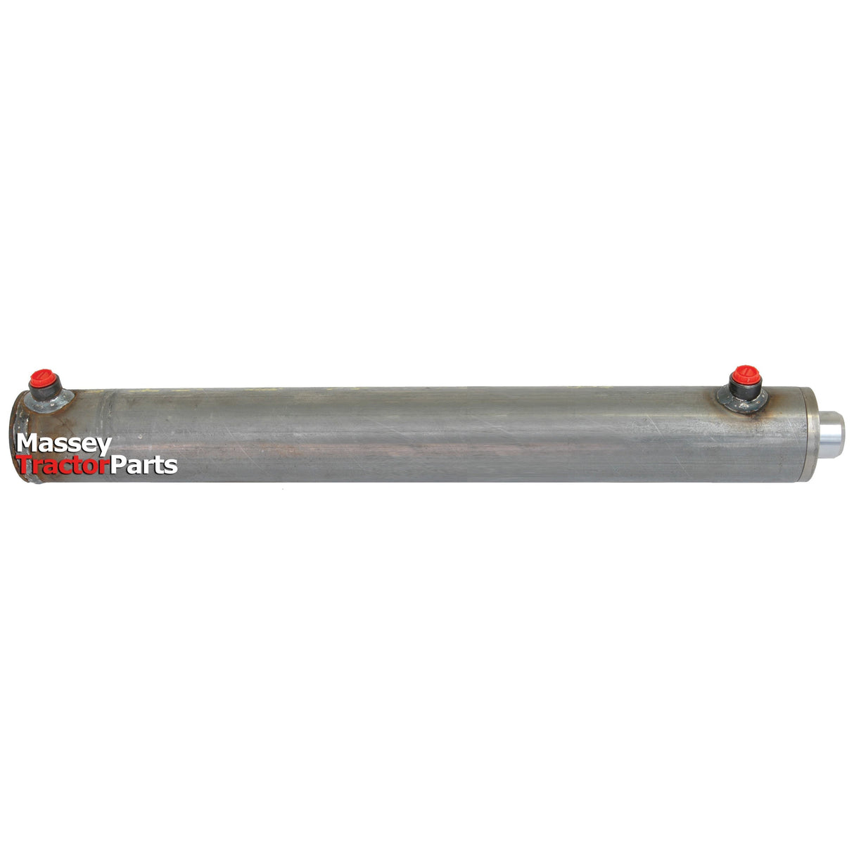 A cylindrical Sparex hydraulic double acting cylinder, part no. S.59249, measuring 40 x 70 x 500mm, originally designed for Massey tractors and labeled "Massey Tractor Parts," featuring a cylinder bore of 70mm and a cylinder stroke of 500mm, perfect for applications requiring precise hydraulic performance with two red valve caps on either end.