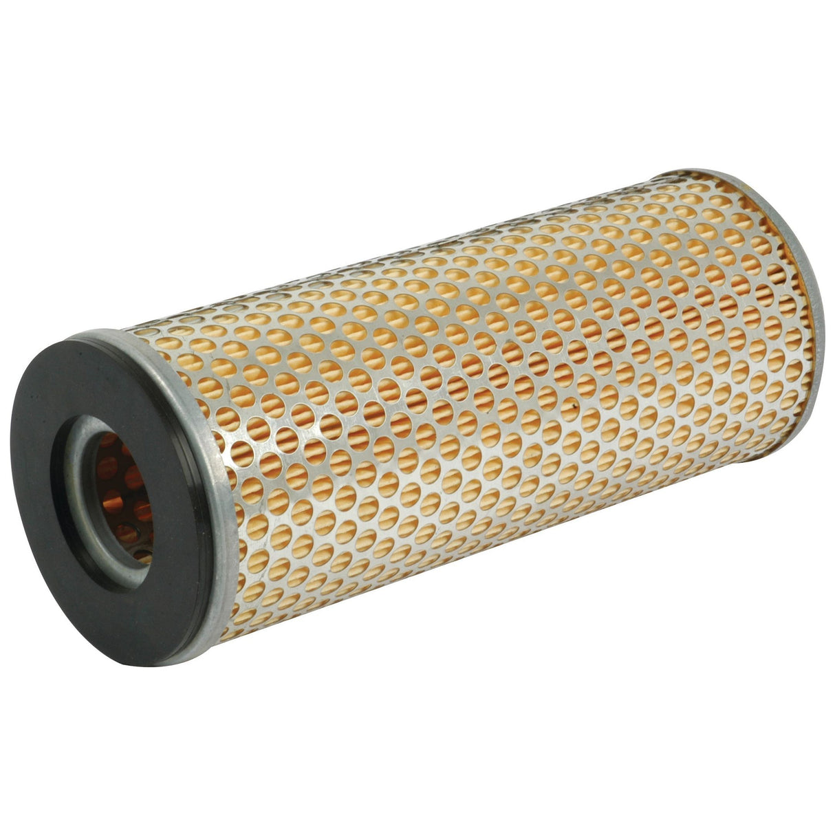 The Hydraulic Filter - Element (Sparex Part No. S.62226) from Sparex features a cylindrical design with a honeycomb-patterned metal exterior and rubber edges, reminiscent of the robust construction found in the Fiat 570.