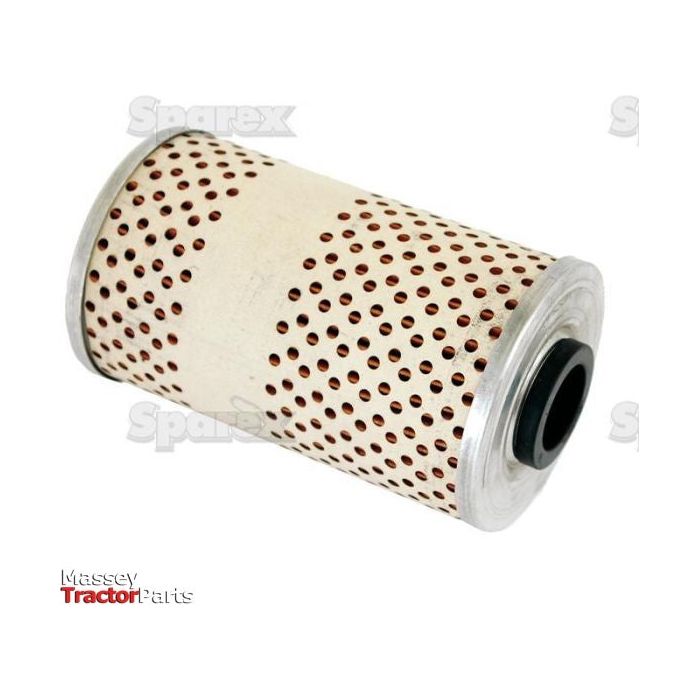 A cylindrical metal hydraulic filter with perforations, featuring a black rubber gasket on one end. The image shows the "Sparex" and "Massey Tractor Parts" brands, making it ideal for Zetor tractors. This item is the Hydraulic Filter - Element (Sparex Part No. S.64832).
