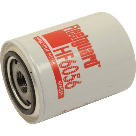 A Sparex hydraulic filter, model HF6056 (Sparex Part No. S.76390), featuring a white body with red lettering, is shown, perfect for use in your John Deere 3010.