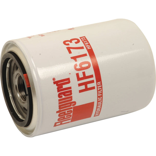 A white cylindrical Sparex Hydraulic Filter - Spin On - HF6173 (Sparex Part No.S.76460) with red markings, compatible with Ford New Holland, standing on its side.