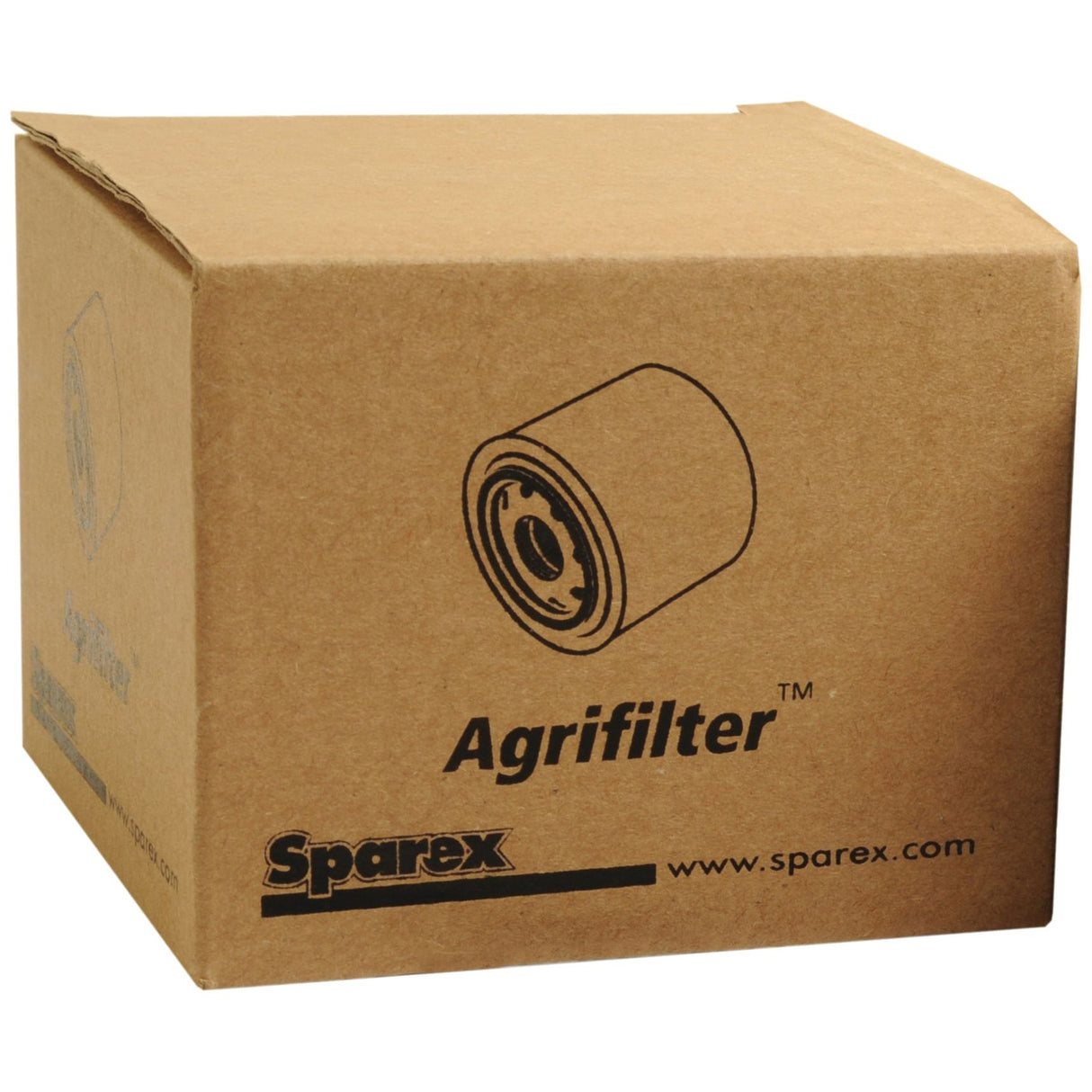 A cardboard box labeled "Hydraulic Filter - Spin On" by Sparex, featuring an illustration of a cylindrical hydraulic filter that is John Deere and Case IH compatible, identified as Sparex Part No. S.76699.
