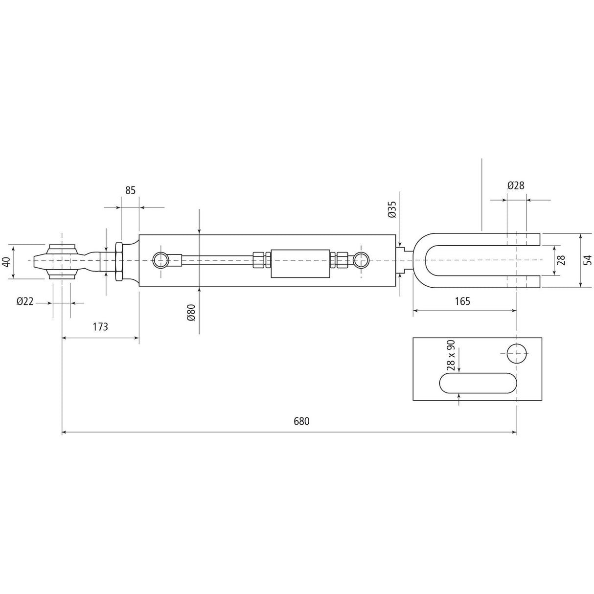 Hydraulic Levelling Box (Supplied with: Hoses), Min. Length: 680mm, Cylinder Bore: 70mm.
 - S.113950 - Farming Parts