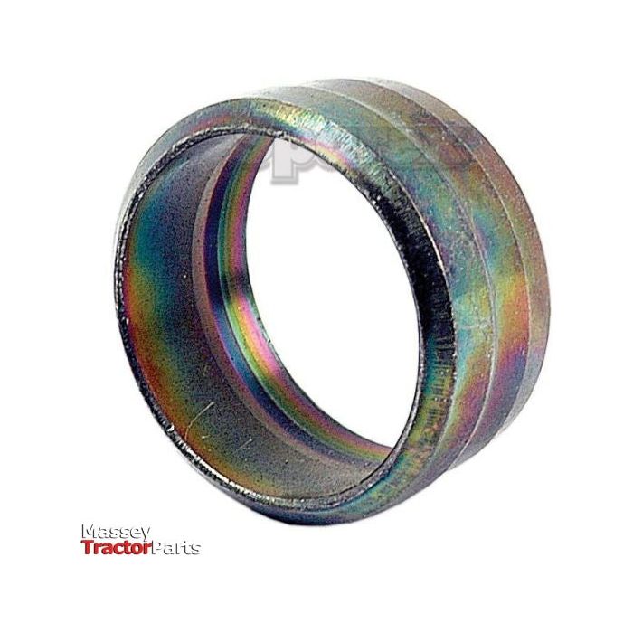 Hydraulic Metal Pipe Cutting Ring 15L by Sparex (Part No. S.34034) with a multicolored finish, displayed against a white background. The logo "Massey Tractor Parts" is visible in the bottom left corner. Perfect for use with Pipe O/D 15mm, it ensures a secure and durable fit in your compression fitting applications.