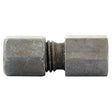The Hydraulic Metal Pipe Female Stud Coupling G.A.V. 6L - 1/8''BSP by Sparex (Part No. S.34150) features hexagonal ends and a threaded center, making it ideal for various applications.