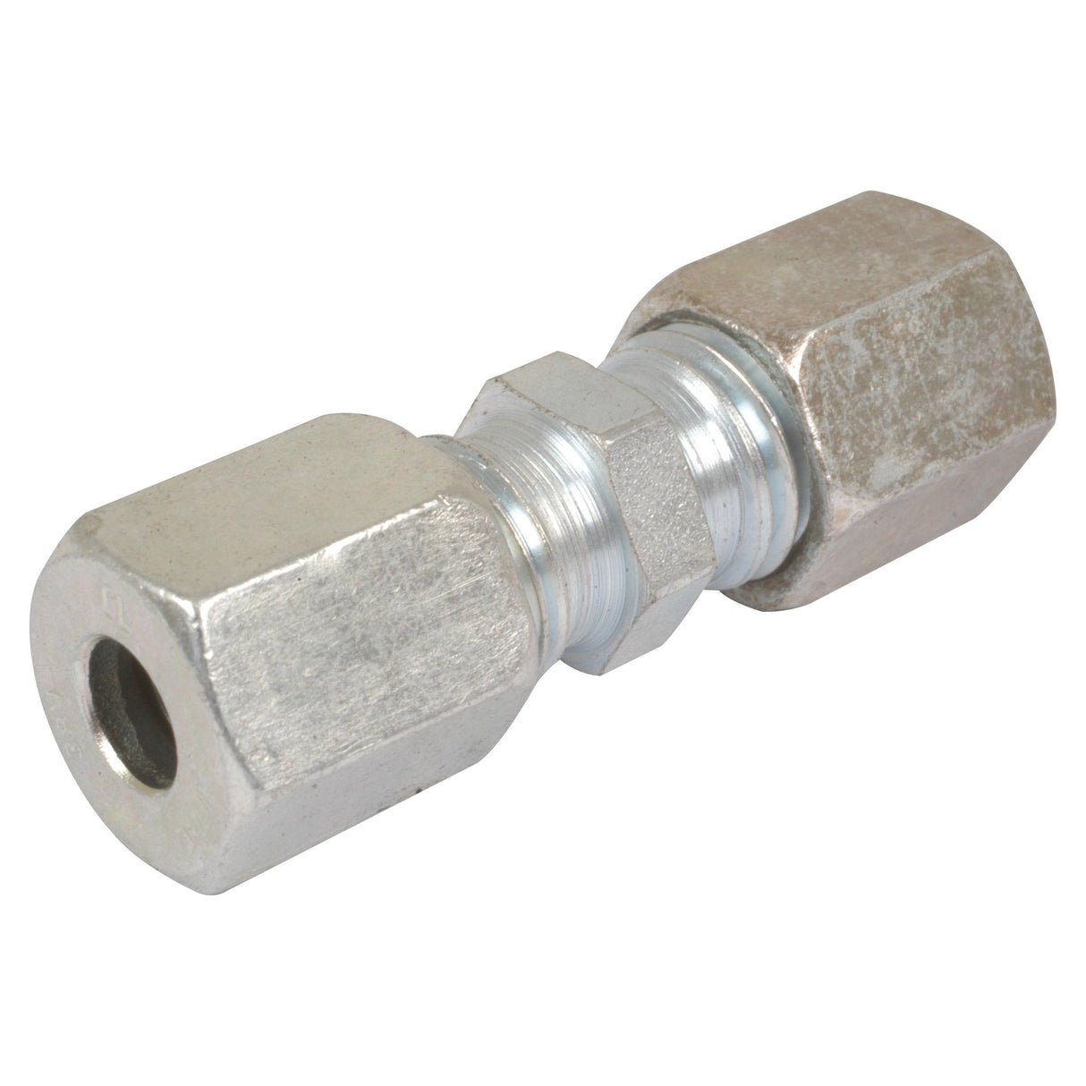 The Sparex Hydraulic Metal Pipe Straight Coupling 16S M24X1.5MM, also known as Sparex Part No. S.34706, is a metal compression union fitting with hexagonal ends and a central threaded section, specifically designed to connect two pipes or tubes in plumbing or industrial systems and is perfect for hydraulic metal pipe applications.