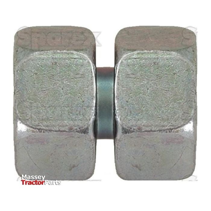 Close-up of a Hydraulic Metal Pipe Straight Coupling 8L M14X1,5 with M14X1.5 threading. Brand name "Sparex" and faint text is visible in the background.