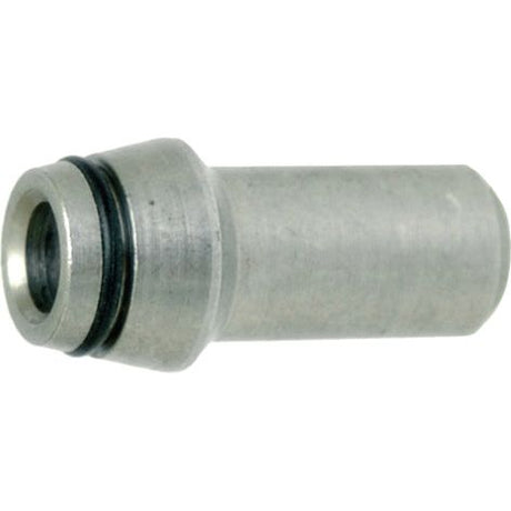 A cylindrical metal component with a threaded tip and a black rubber O-ring near the end, perfect as the Sparex Hydraulic Metal Pipe Weld-on Stud Coupling 10LS (Sparex Part No. S.34227) in COMP.FITTING-10L applications.