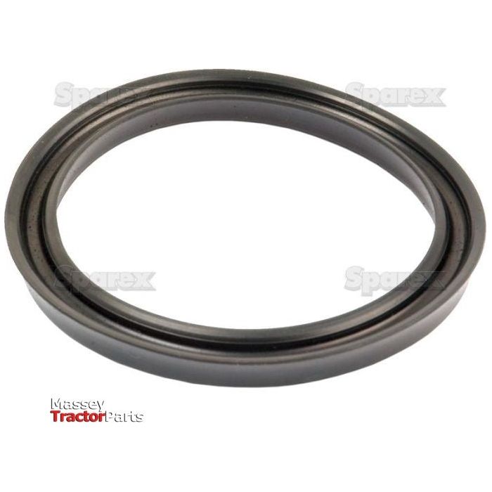 Close-up of a circular metal part with a black finish, identified as a hydraulic piston seal for Massey Tractor Parts, featuring the "Sparex" logo and labeled as Sparex Part No.S.4722.