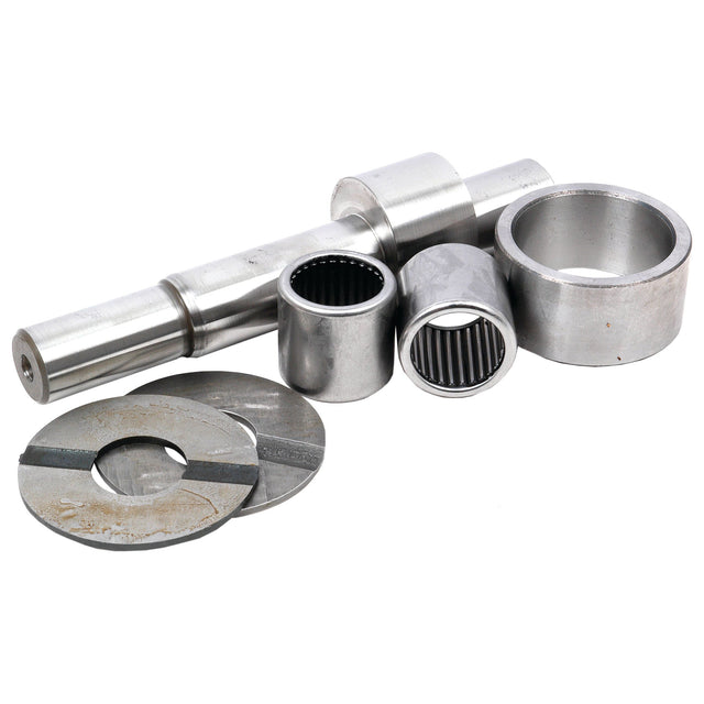 Several metal mechanical components, including cylindrical shafts, bearings, washers, and bushings from the Sparex Hydraulic Pump Repair Kit (Sparex Part No.S.72412), are arranged together on a white background.