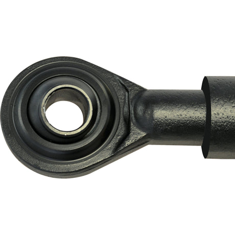 Close-up view of the Sparex Hydraulic Top Link (Cat.1/2) Ball and Q.R CBM Hook, featuring a black metallic rod end bearing with a visible circular hole and a textured surface. The cylinder bore measures 63mm, and the minimum length is 430mm. | Sparex Part No.S.331000