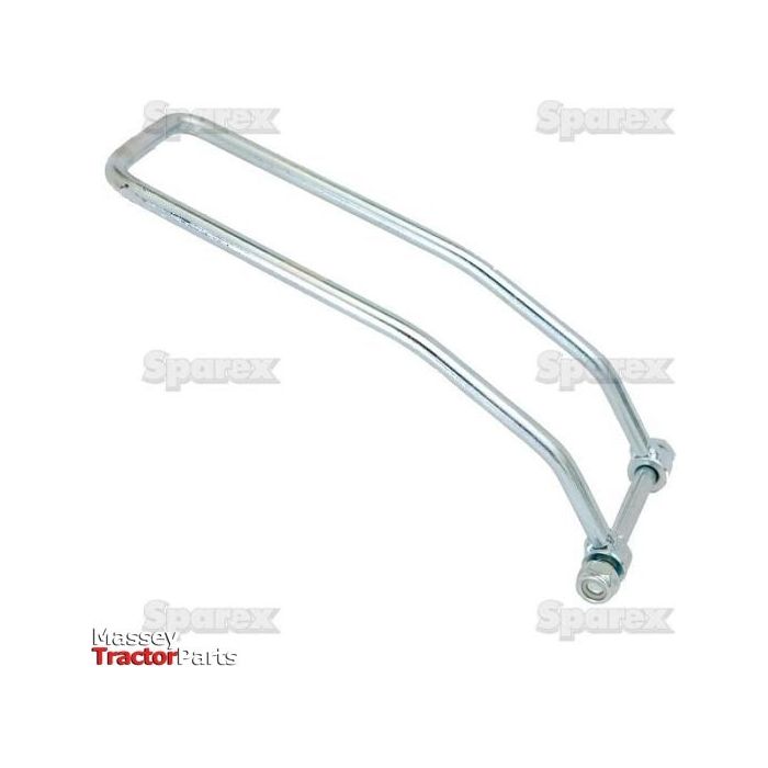 An image of a Hydraulic Top Link Handle designed for a tractor, manufactured by Sparex. The 290mm metal handle features a curved, double-bar design with mounting points on one end. Comparable to Sparex quality, this top link handle is perfect for various models including those from Deutz-Fahr and AGROTRON series.