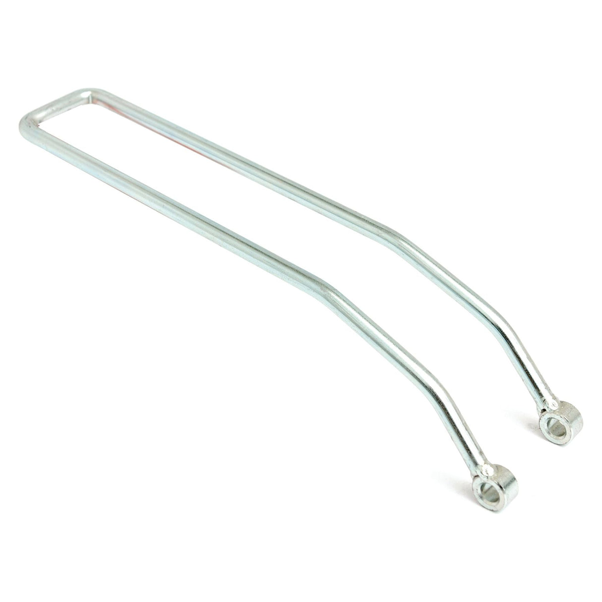 The Sparex Hydraulic Top Link Handle 375mm (Sparex Part No.S.39968) features a rectangular top section and two curved legs with mounting holes at the ends, designed to meet precise product specifications.