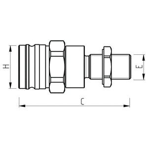 Hydraulic Trailer Brake Coupling Male 1/2" BSP Male Bulkhead (Agripak 1pc.) - S.21750 - Farming Parts