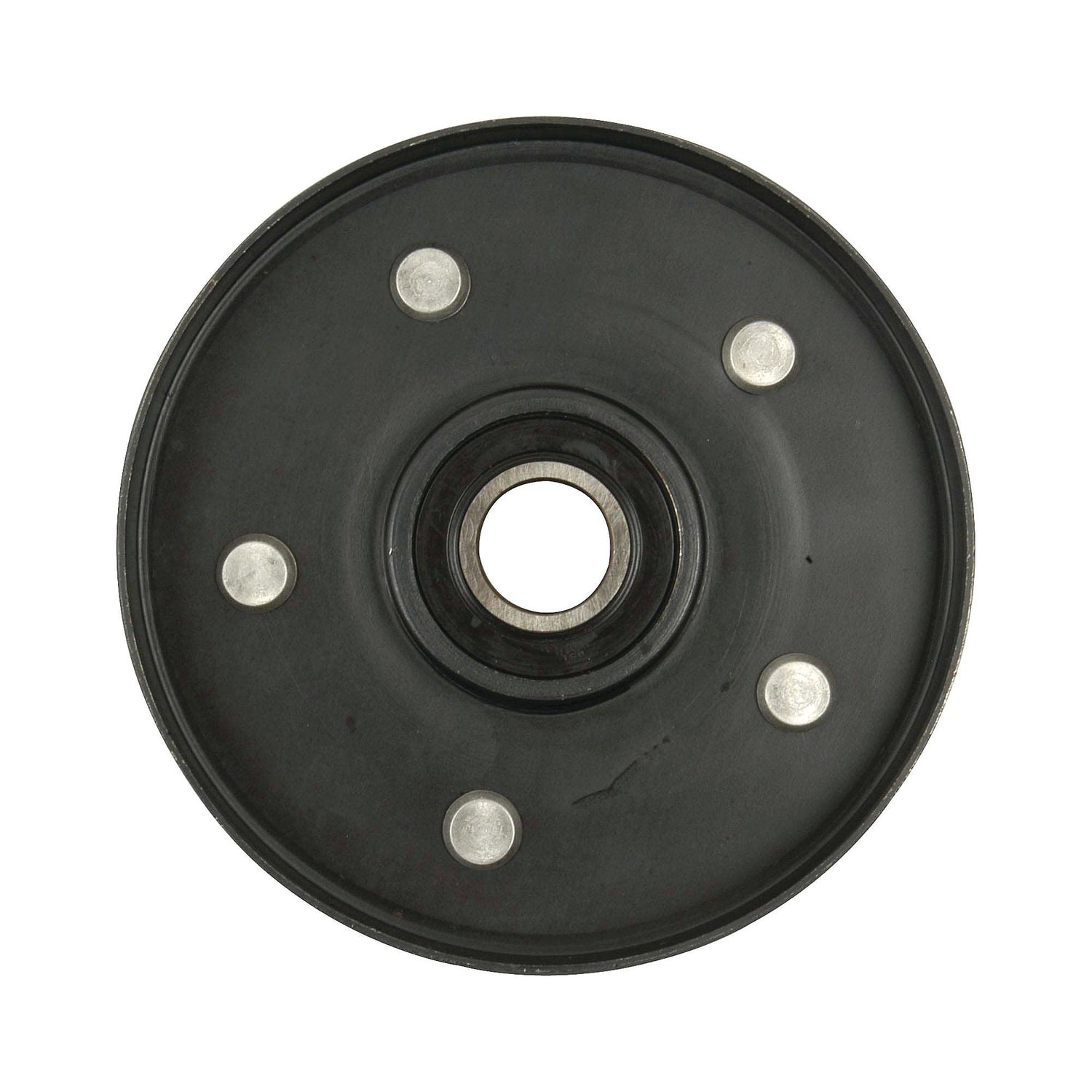 An Idler Pulley by Sparex (Part No. S.66487) featuring a circular metal design with a central hole and six evenly spaced rivets.