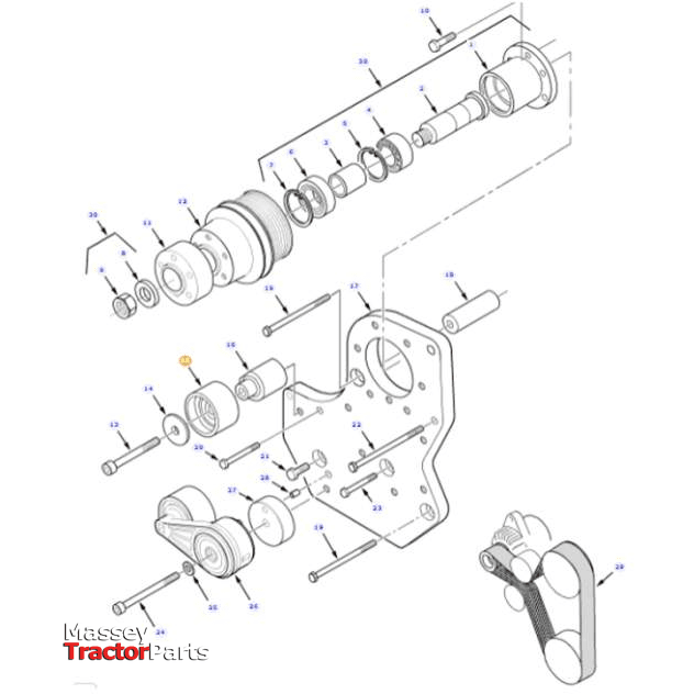 Massey Ferguson Idler Pulley - V837074402 | OEM | Massey Ferguson parts | Drive Belts & Components-Massey Ferguson-Belt Tensioners,Drive Belts & Components,Engine & Filters,Farming Parts,Tractor Parts