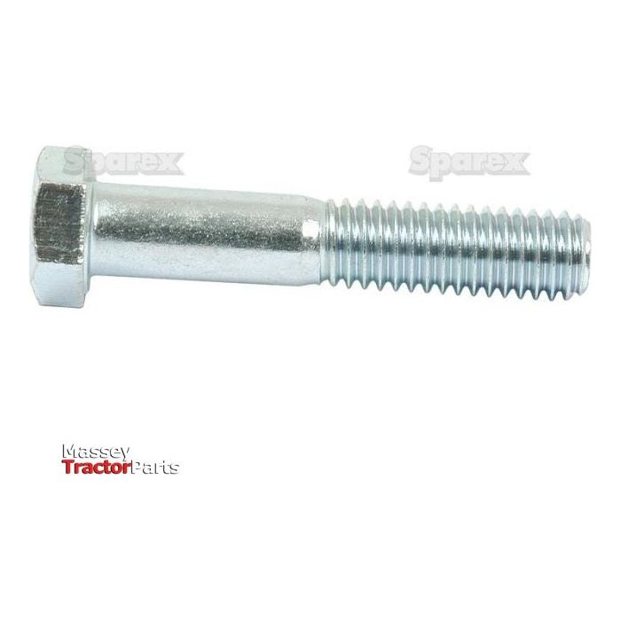 A zinc-plated Imperial Bolt, 3/8''x2'' UNC (DIN 931) with an 8.8 tensile strength, displayed on a white background with the "Sparex" logo and "Massey Tractor Parts" text. Part Number: S.53761.