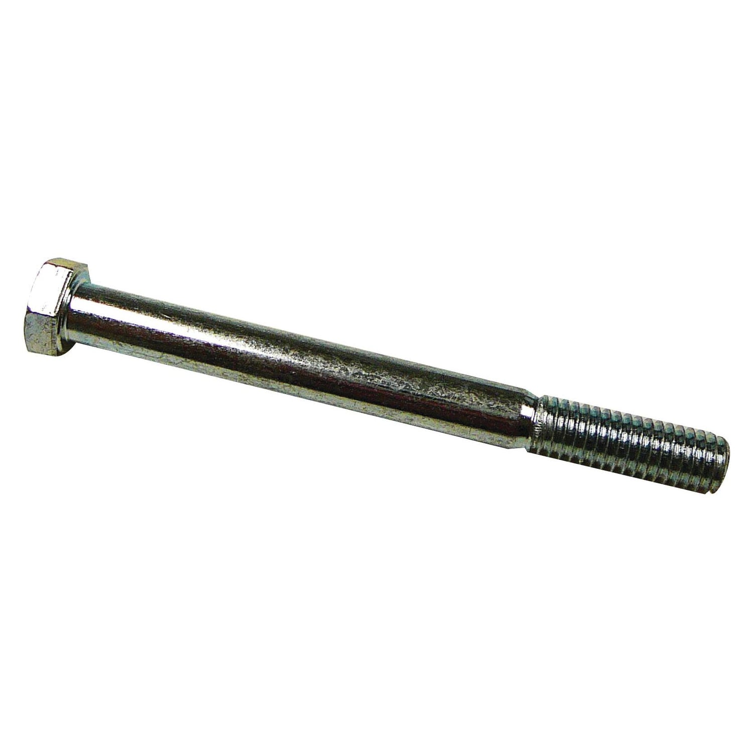An Imperial Bolt, 3/8''x4'' UNC (ASME B18.2.1) with a tensile strength of 8.8 from Sparex (Part No. S.53763), featuring a metallic hex head with a threaded end, is lying on a plain white background.
