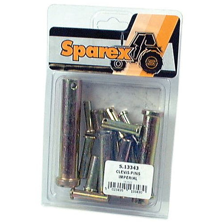 A package of Agripak Imperial Clevis Pin Assortment, labeled "Sparex Part No.S.13343," containing 16 metal pins for hardware use.