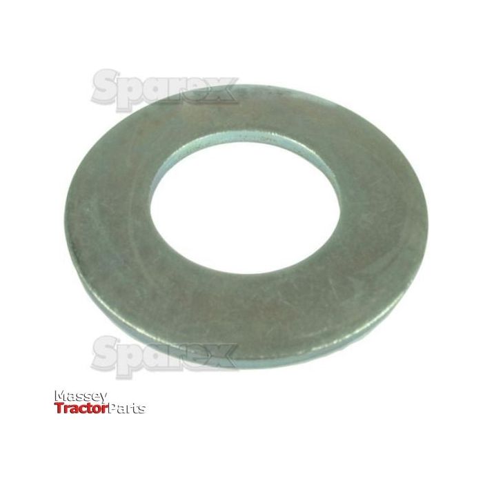 A heavy-duty metal washer with a central hole, labeled "Imperial Flat Washer, ID: 1 3/4'' (DIN | Standard No. DIN 125A) | Sparex Part No.S.18304" and branded with "Sparex".