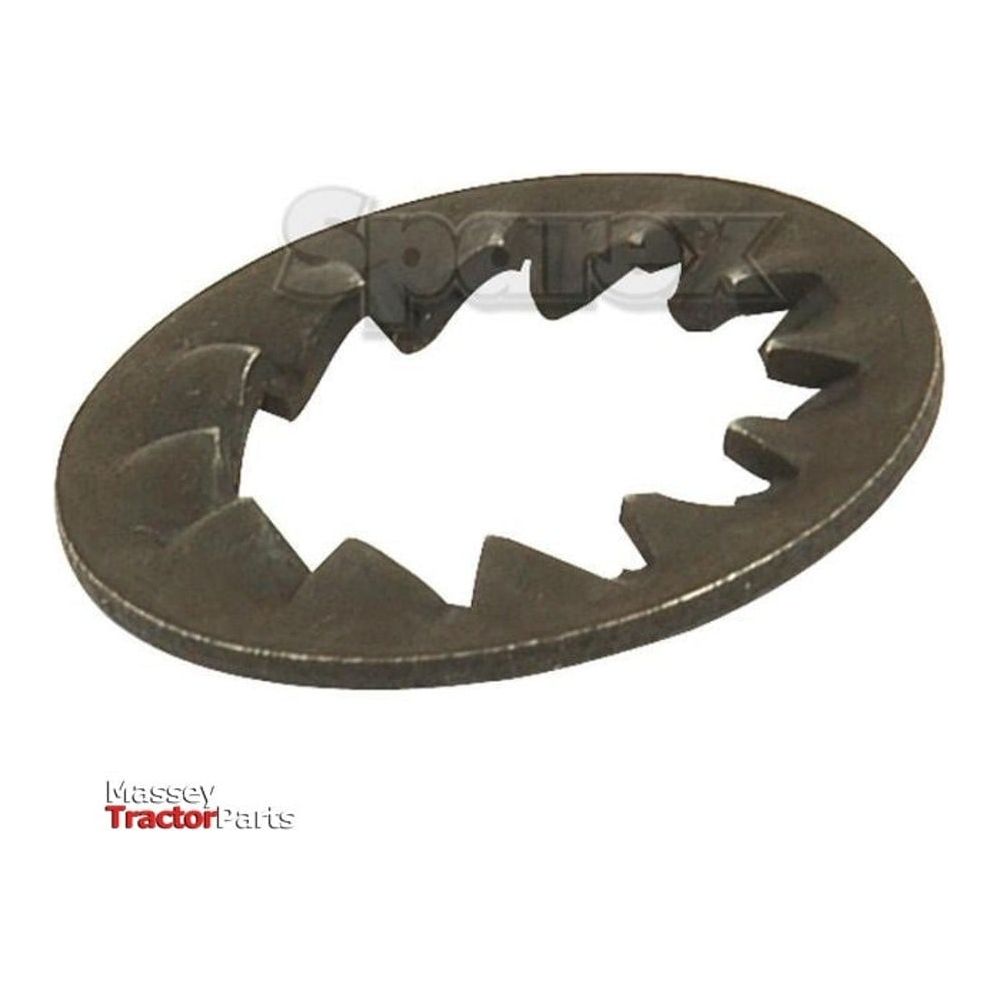 A circular metal push-on retaining ring with internal teeth, specifically the Imperial Internal Shakeproof Washer by Sparex (ID: 7/16'', Sparex Part No.S.5724), is commonly used in mechanical assemblies for securing components in place.