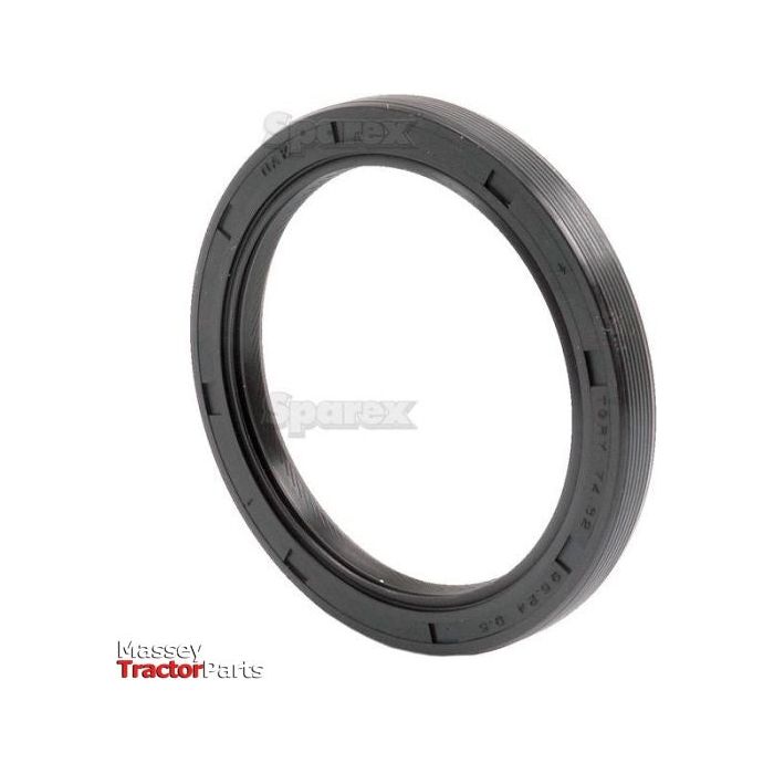 A round black Imperial Rotary Shaft Seal from Sparex, measuring 2 15/16'' x 3 3/4'' x 3/8'', featuring ridged edges and engraved text. The Massey Tractor Parts logo appears in the bottom left corner against a plain white background, making it suitable for Case IH International Harvester. (Sparex Part No. S.66314)