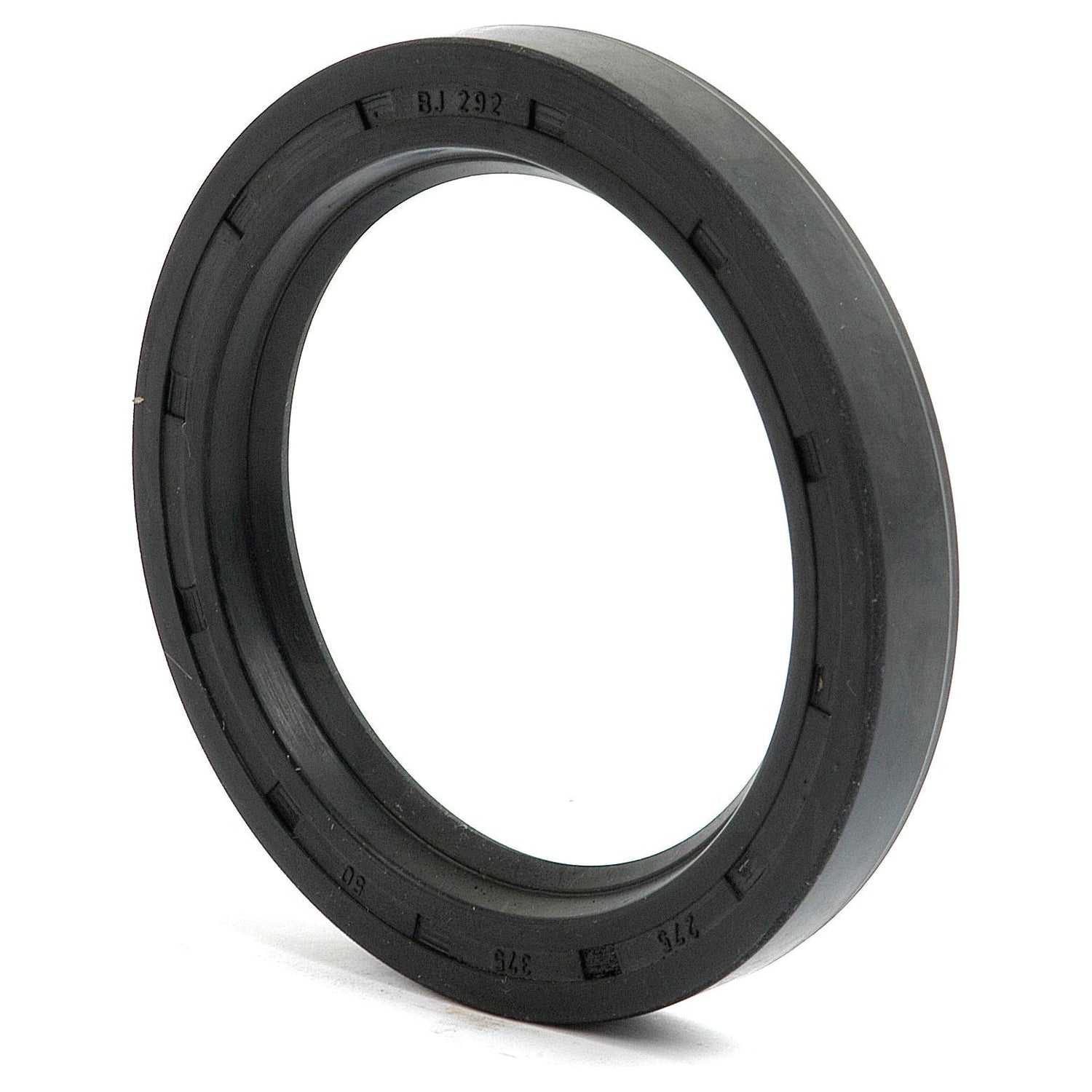A black rubber circular gasket with engraved markings around its outer edge, suitable for use as an Imperial Rotary Shaft Seal (2 3/4'' x 3 3/4'' x 1/2'') from Sparex, part number S.57581.