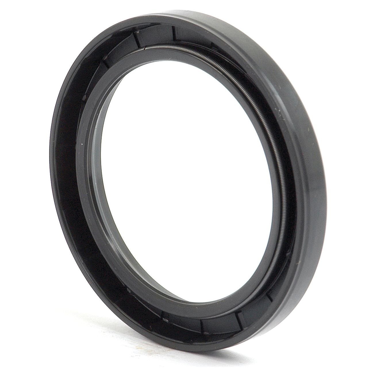 A black, circular, and slightly angled camera lens filter against a plain white background appears as precise and durable as the Sparex Imperial Rotary Shaft Seal, 2 5/16'' x 3 1/8'' x 3/8'' Single Lip (Part No. S.40807).